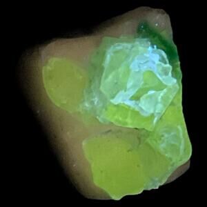 Lavender Green Layered Art Glass Cullet Glowing Manganese Slag Glass‎ #5GL72